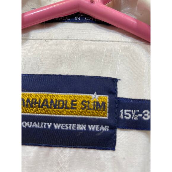 Panhandle Slim White Western Shirt 15 1/2-34 Long sleeved, Button Snap - Picture 3 of 4